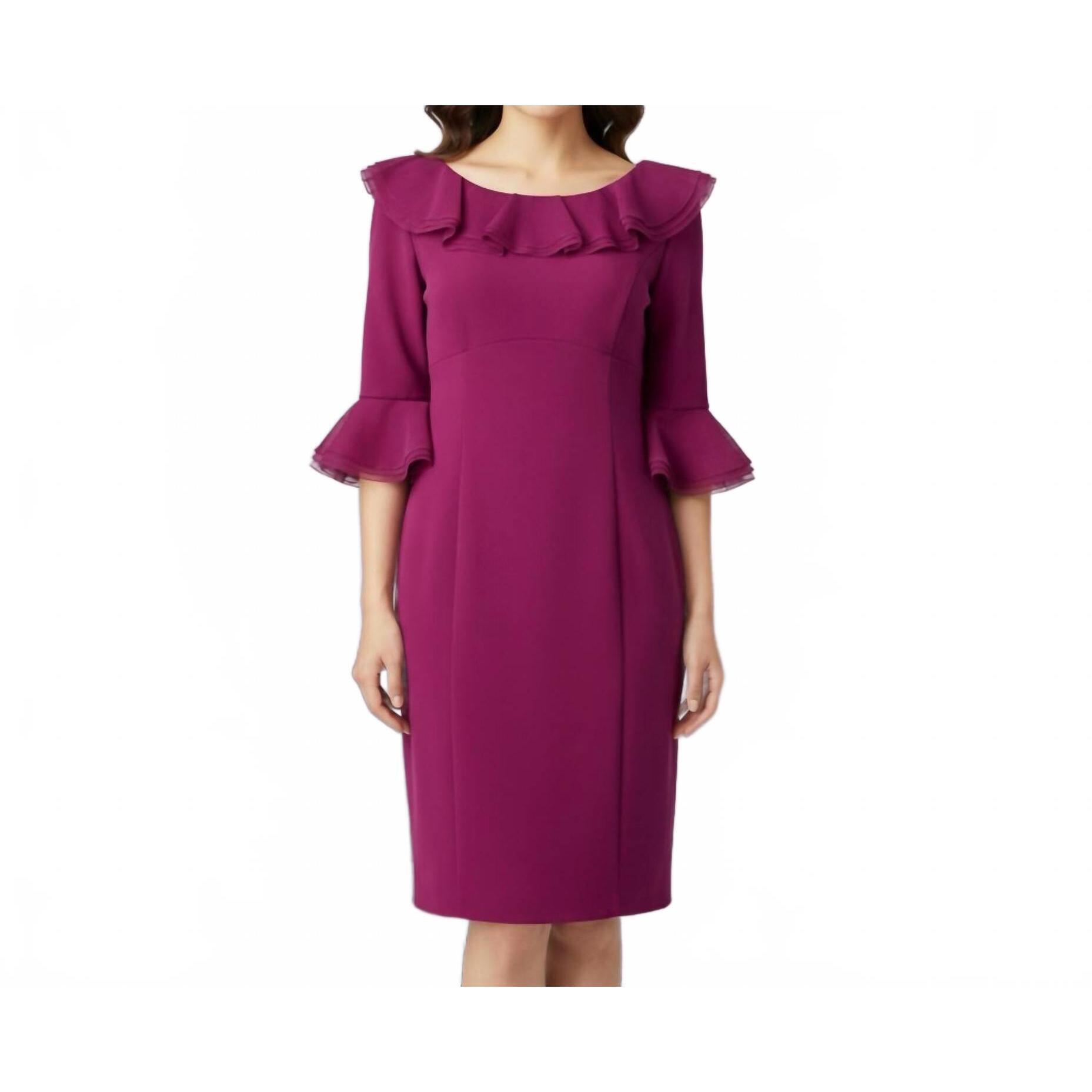 New Nue By Shani Built In Shapewear Ruffle Pencil Dress In Fush